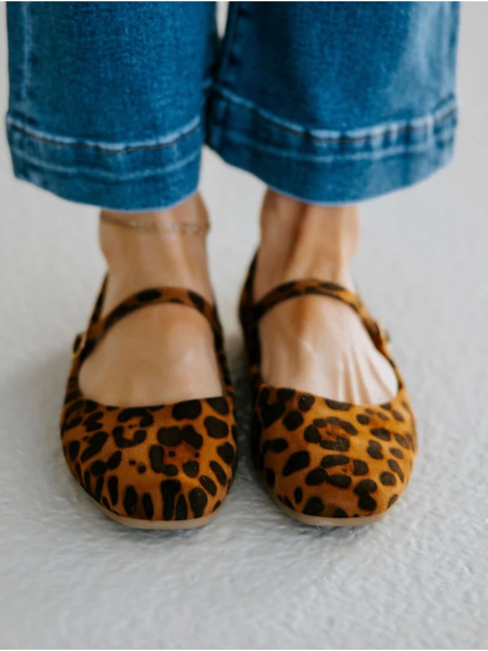 Top Moda Leopard Print Annette Ballet Flats Suede Mary Jane Size 5.5 - Picture 4 of 4